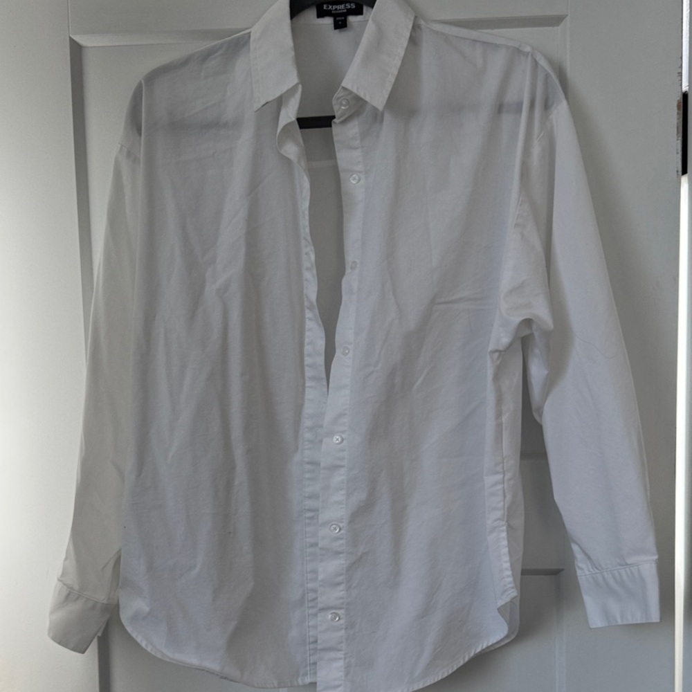 Express White Casual Button Down Shirt